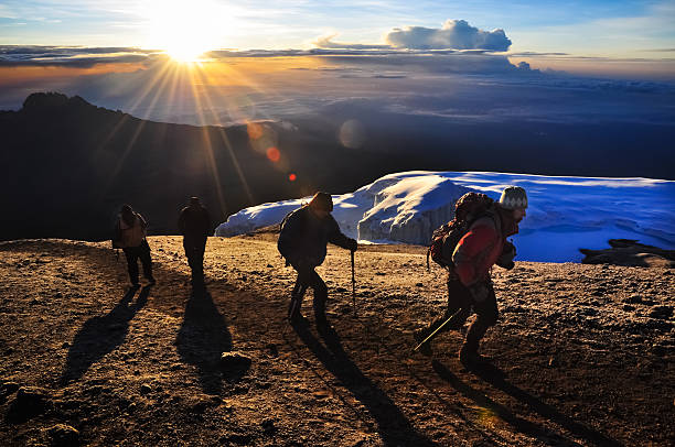 Gorgeous sunrise views with climbers on Kilimanjaro
